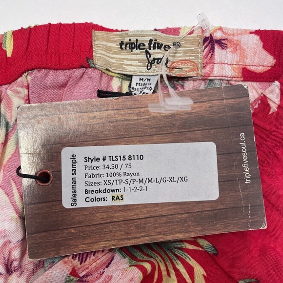 Triple Five Soul SALESMAN SAMPLE Jumpsuit Raspberry Red Tropical Floral Medium - Picture 6 of 7